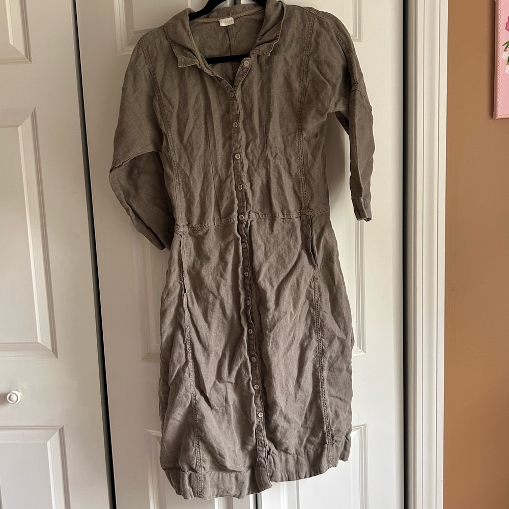 POETRY GREY LINEN DRESS-S